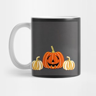 Two Pumpkins and Jack-O-Lantern Halloween Watercolor Illustration Mug